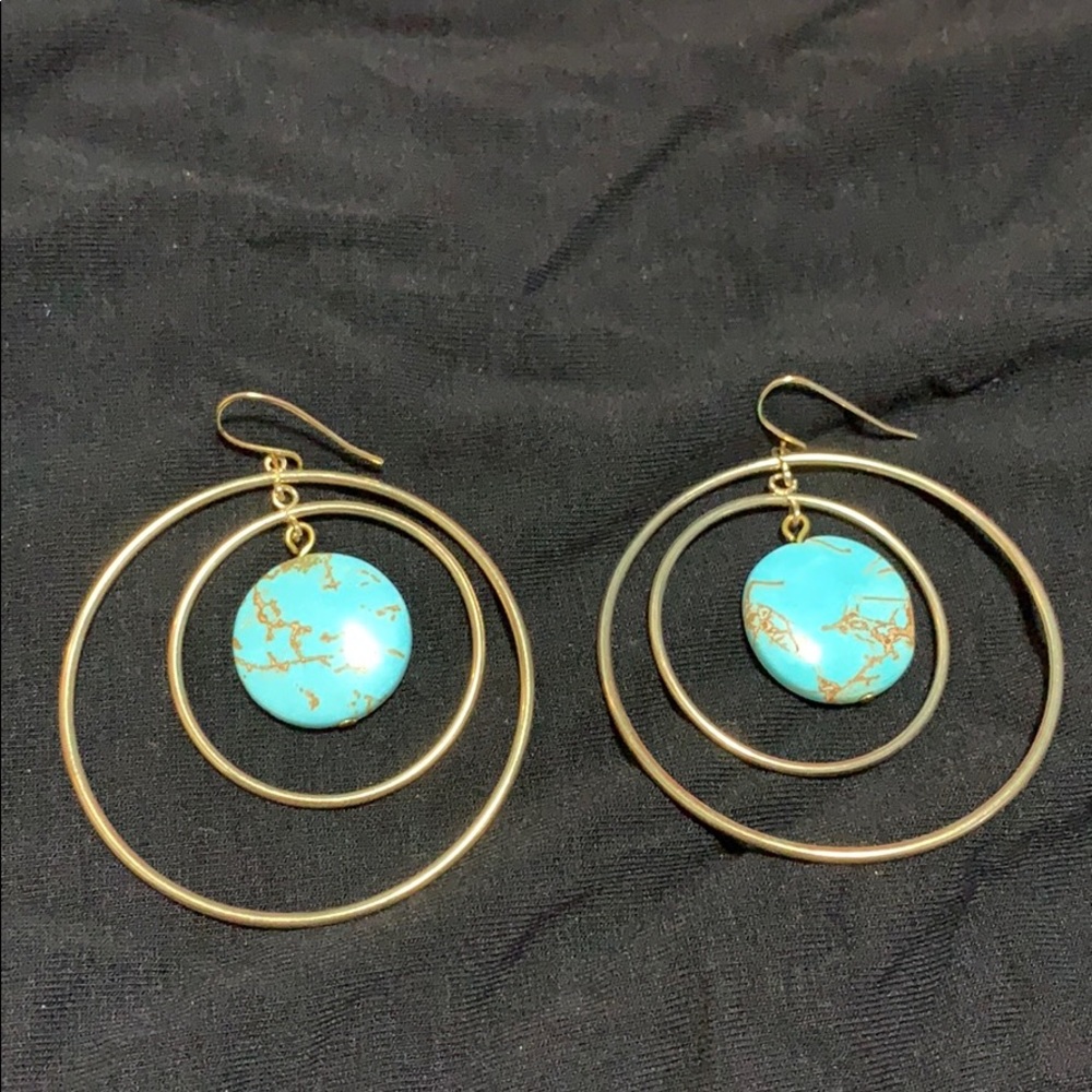 Yellow tone/faux turquoise earrings